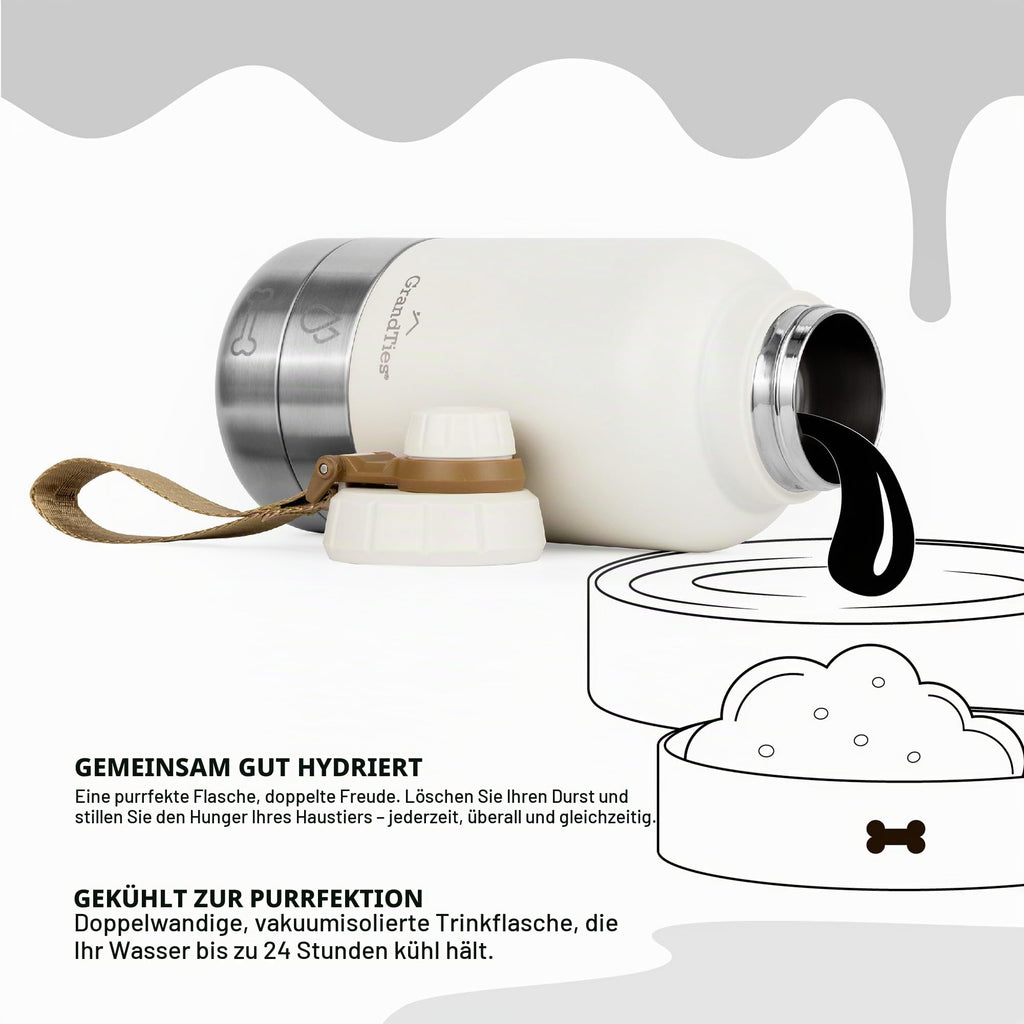 GrandTies Isolierte tragbare Hundewasserflasche