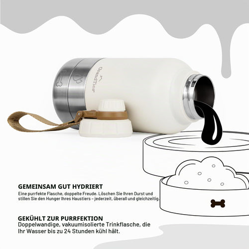 GrandTies Isolierte tragbare Hundewasserflasche
