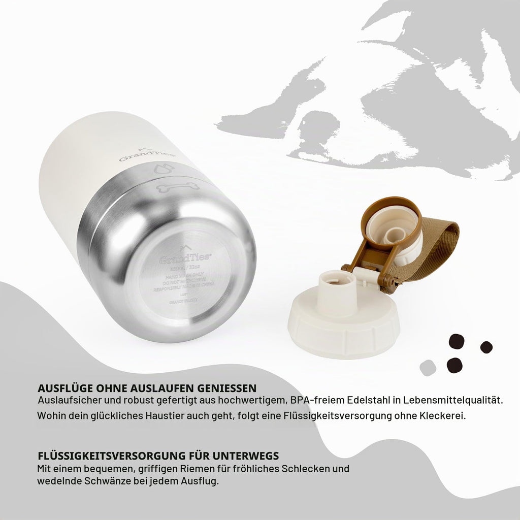 GrandTies Isolierte tragbare Hundewasserflasche
