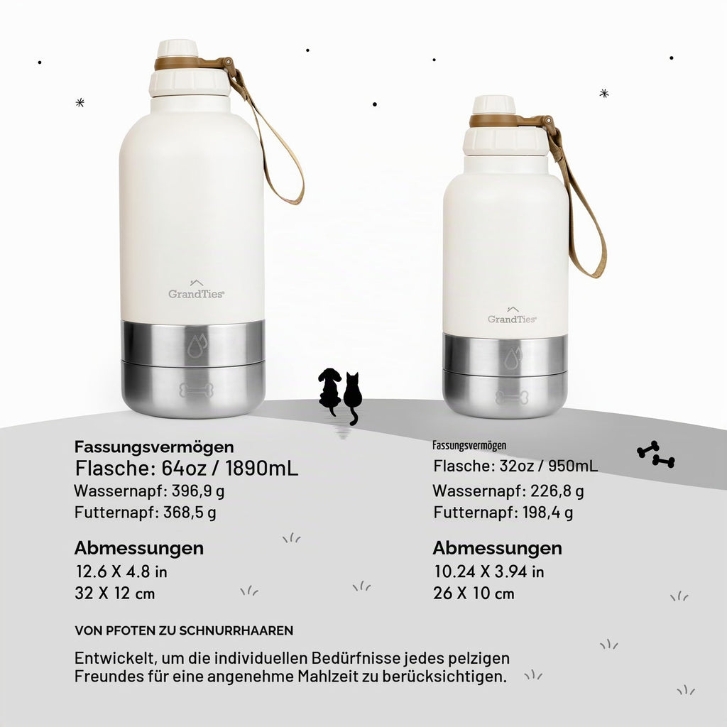 GrandTies Isolierte tragbare Hundewasserflasche